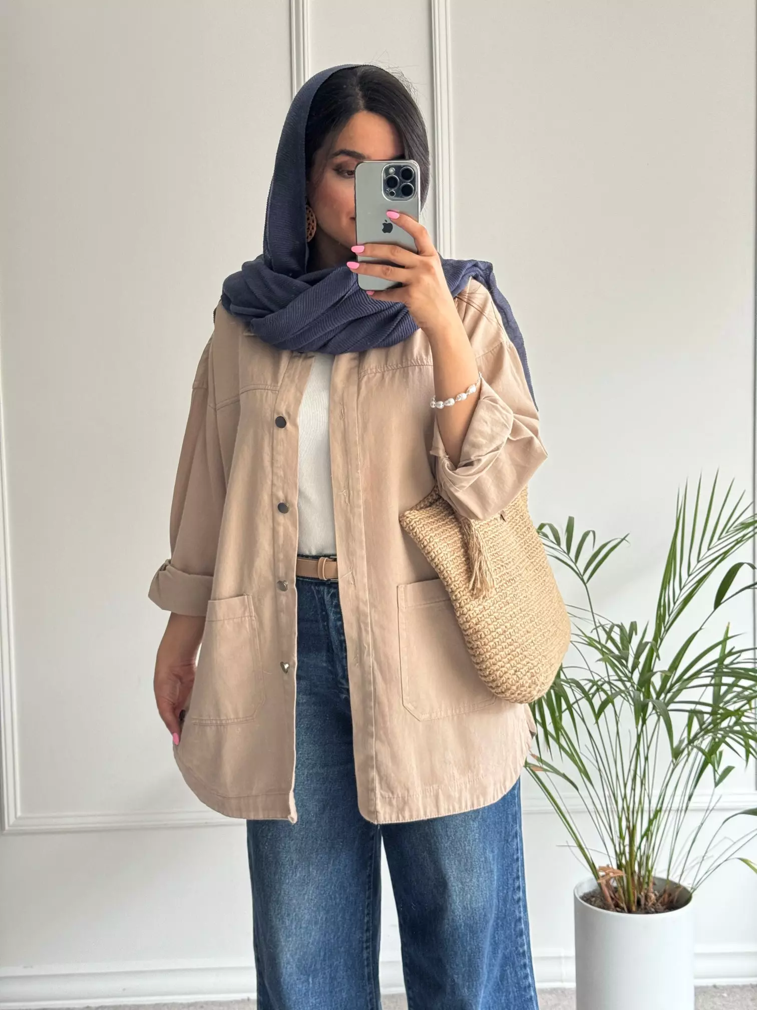 مانتو کتان جیب پایین آرنیکا